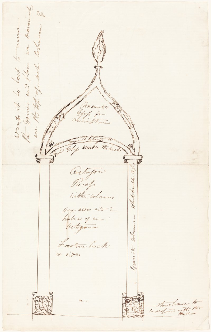 Boceto de un receso octagonal con columnas de George Cruikshank