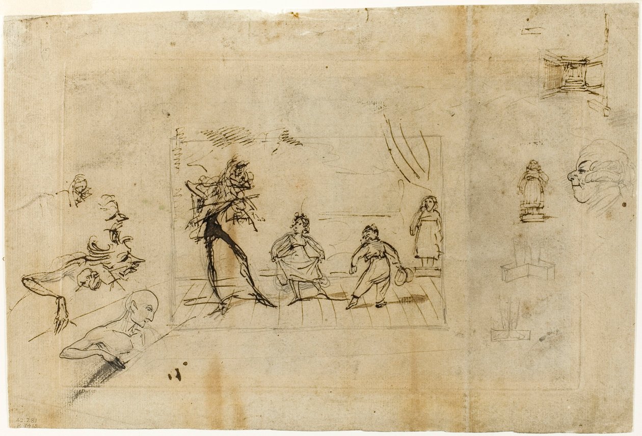 Estudio para La lección de baile, parte 2: El minué de George Cruikshank