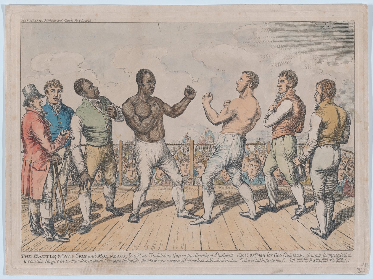 La batalla entre Cribb y Molineaux, 28 de septiembre de 1811, 3 de octubre de 1811 de George Cruikshank