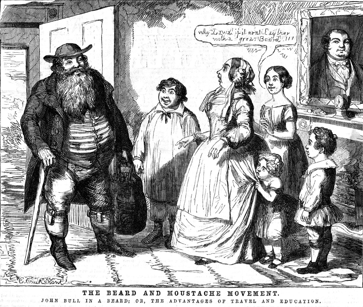 El movimiento de la barba y el bigote, 1854 de George Cruikshank
