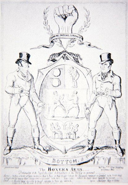 Los brazos del boxeador, dedicado al Club Pugilístico, a los aficionados y a la fantasía en general, publicado por G. Humphrey, Londres 1891 de George Cruikshank
