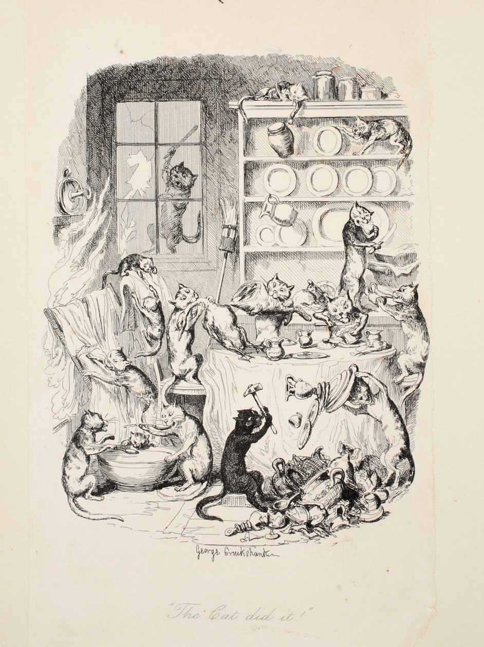 El gato lo hizo, de La mayor plaga de la vida, pub. 1847 de George Cruikshank