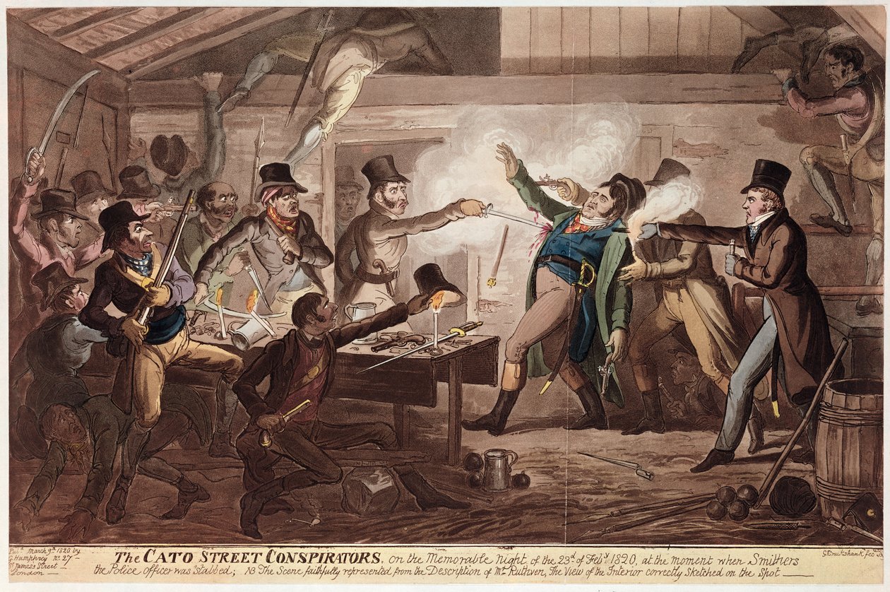 Los conspiradores de Cato Street, pub. por G. Humphrey, 9 de marzo de 1820 de George Cruikshank