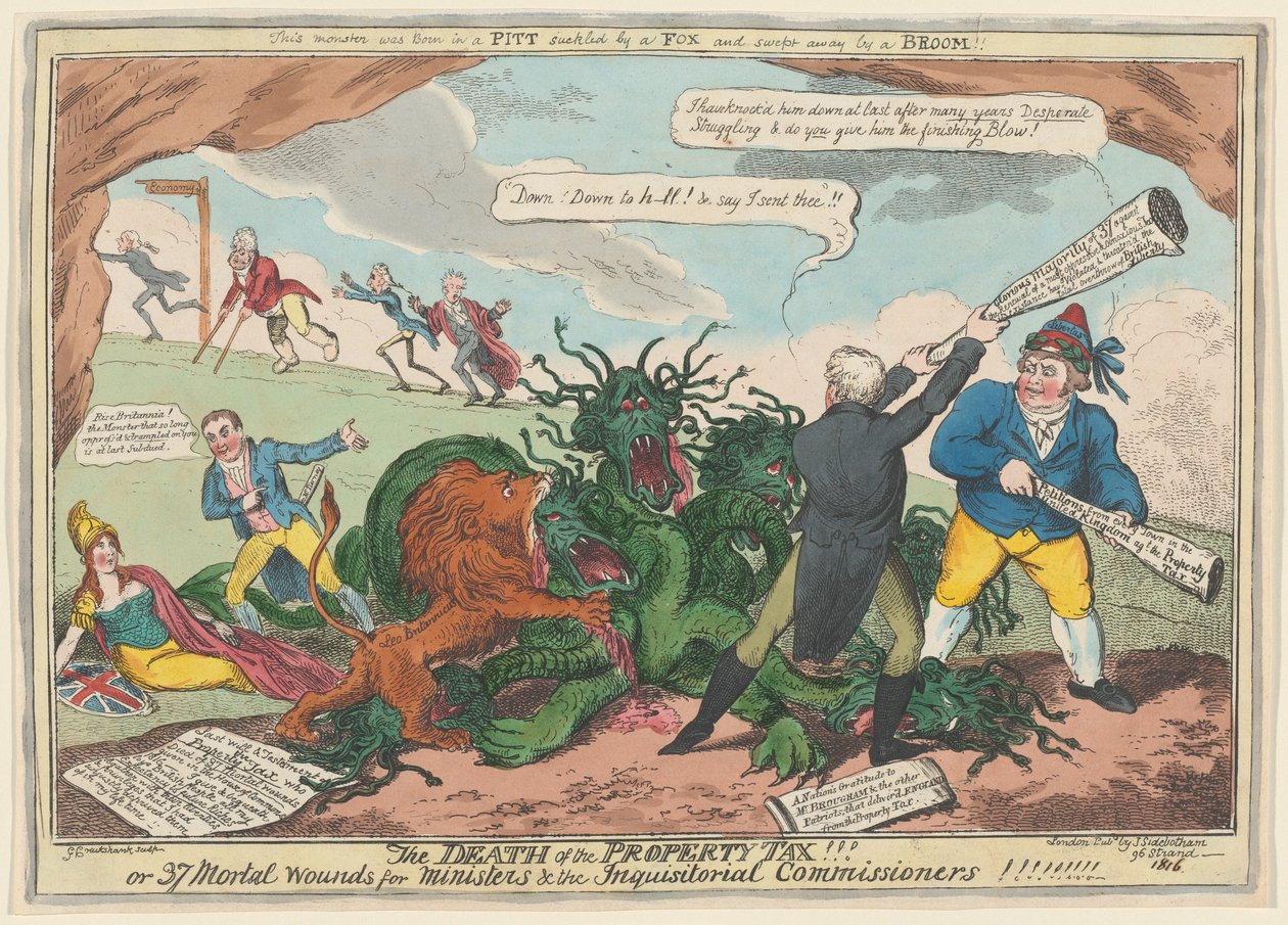 La muerte del impuesto sobre la propiedad!!! de George Cruikshank