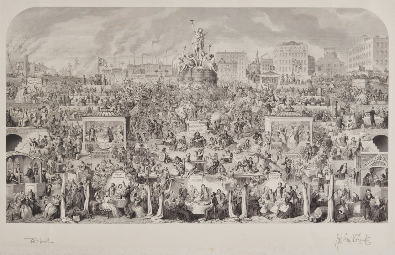 Las costumbres de bebida de la sociedad o el culto a Baco de George Cruikshank