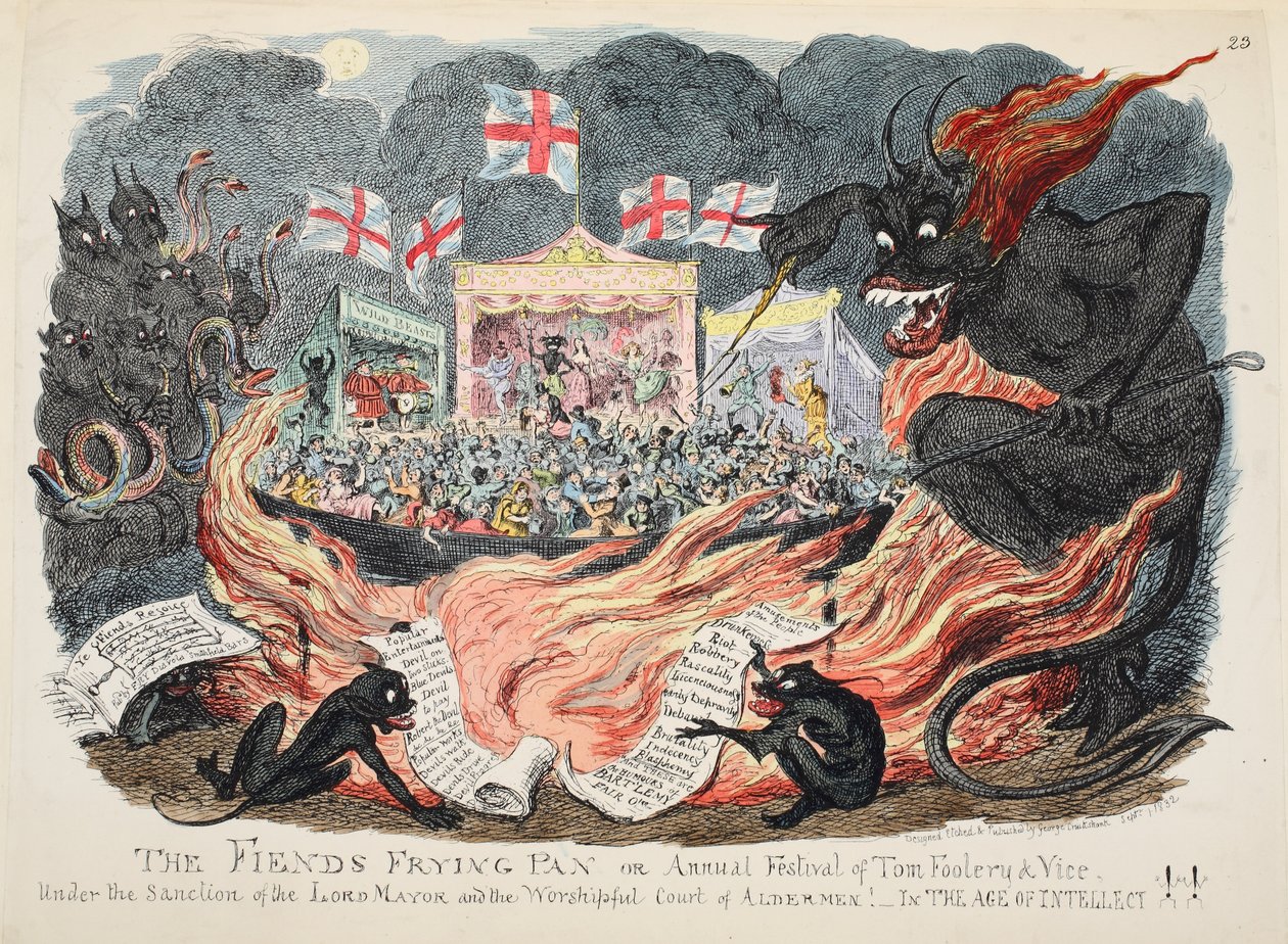 La Sartén del Diablo o Festival Anual de la Tontuna y el Vicio, pub. 1832 de George Cruikshank