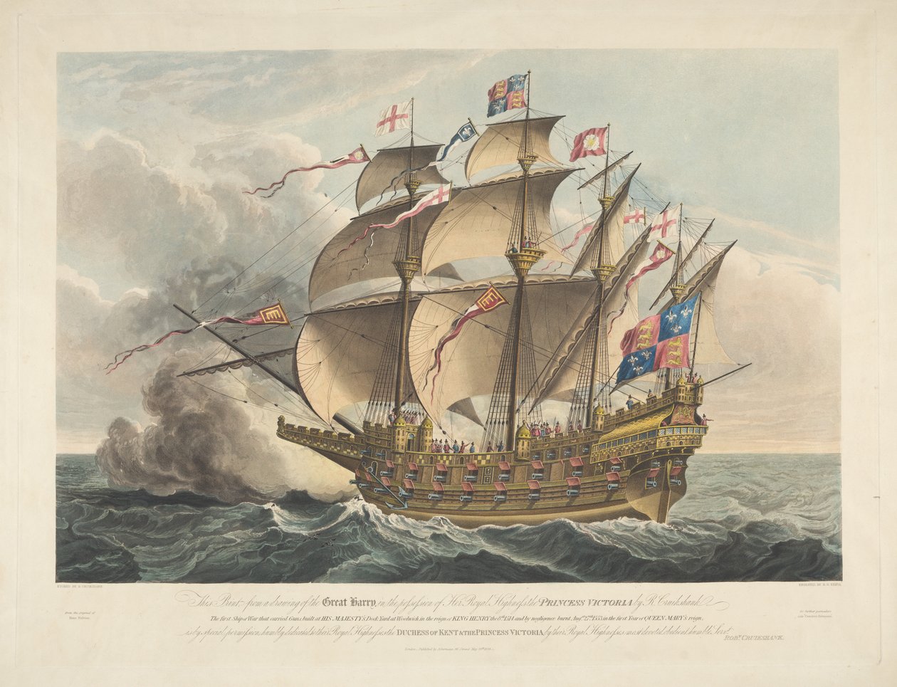 El Great Harry. El primer buque de guerra que llevaba cañones de George Cruikshank