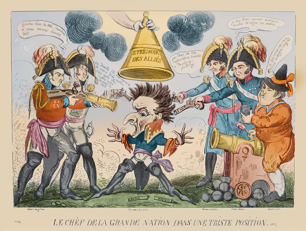 La Cabeza de la Gran Nación en una Situación Extraña, 1813 de George Cruikshank
