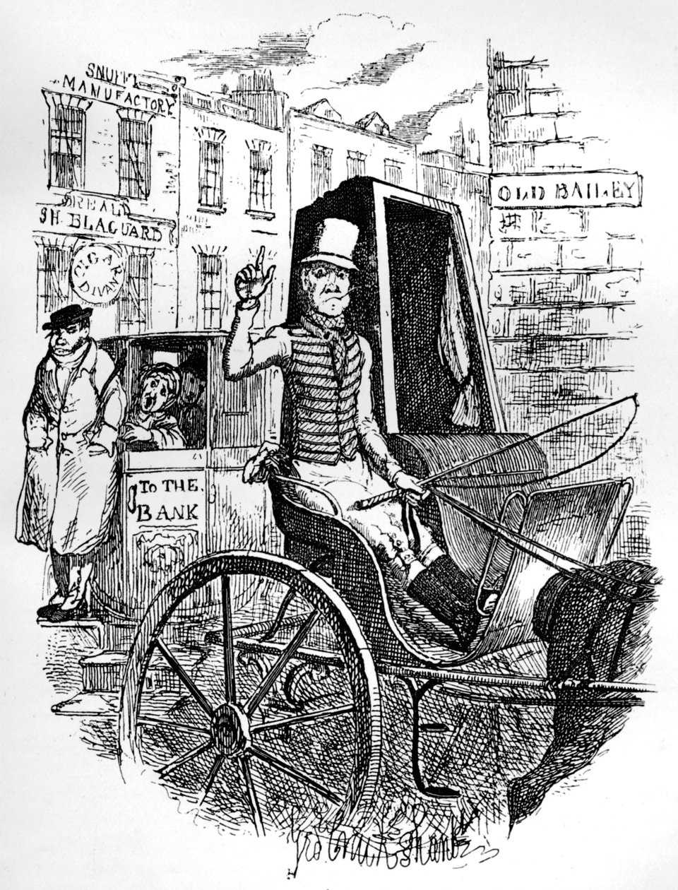 El último conductor de taxi y el primer conductor de ómnibus, c1900 de George Cruikshank