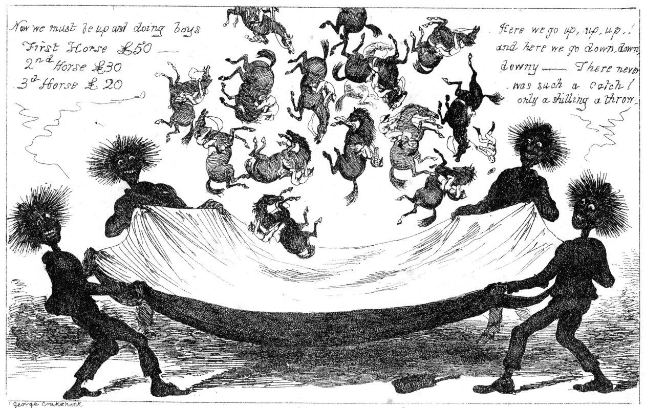 El monstruo barre, una moneda al aire para el Derby de George Cruikshank