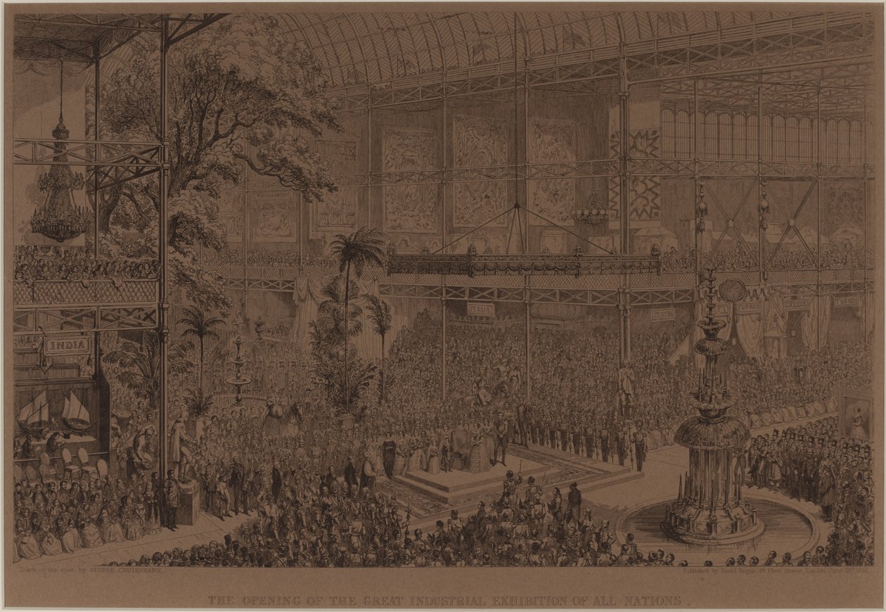 La Apertura de la Gran Exposición Industrial de Todas las Naciones, 1 de mayo de George Cruikshank