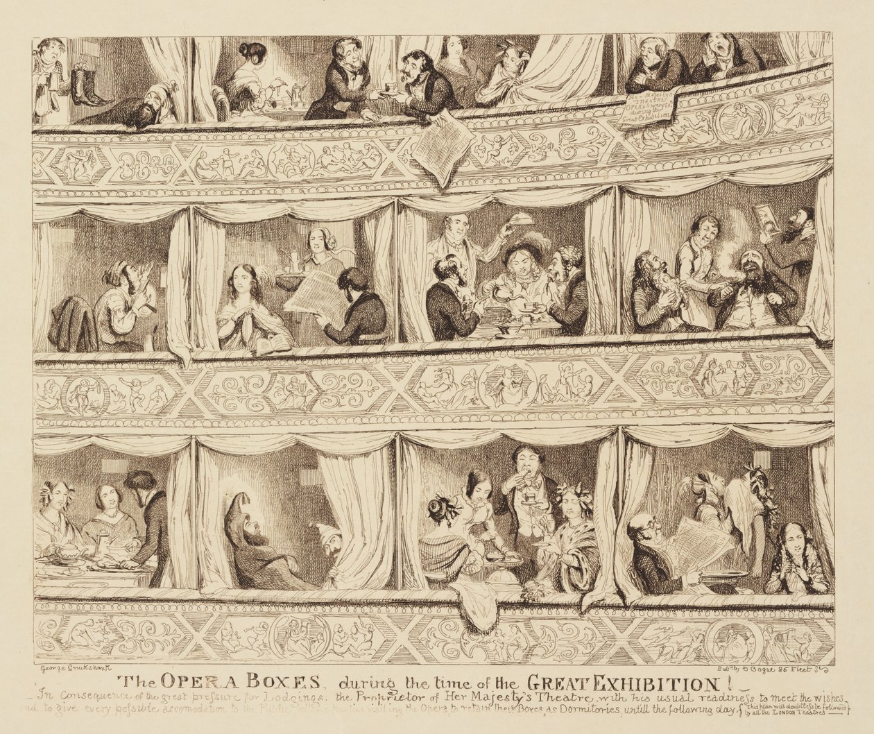 Las cajas de la ópera durante la Gran Exposición de George Cruikshank
