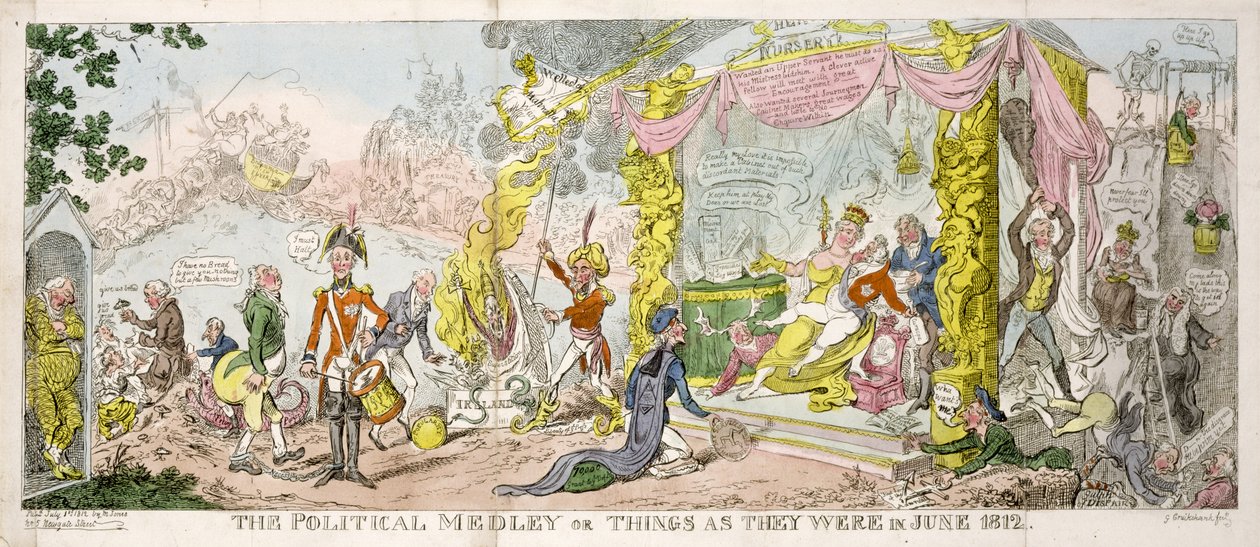 "La mezcla política" o "Las cosas como eran en junio de 1812", pub. 1812 de George Cruikshank