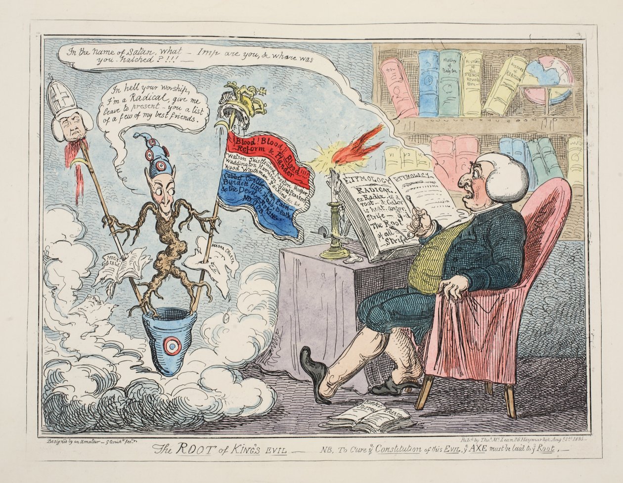 La Raíz del Mal de Reyes, pub. 1835 de George Cruikshank