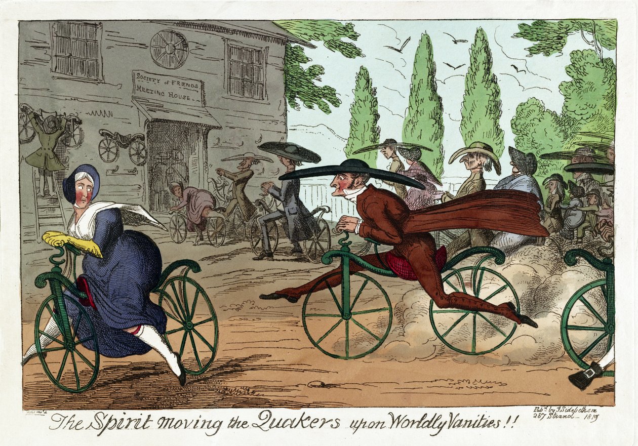 El Espíritu moviendo a los Cuáqueros sobre las Vanidades Mundanas!!, pub. 1819 de George Cruikshank
