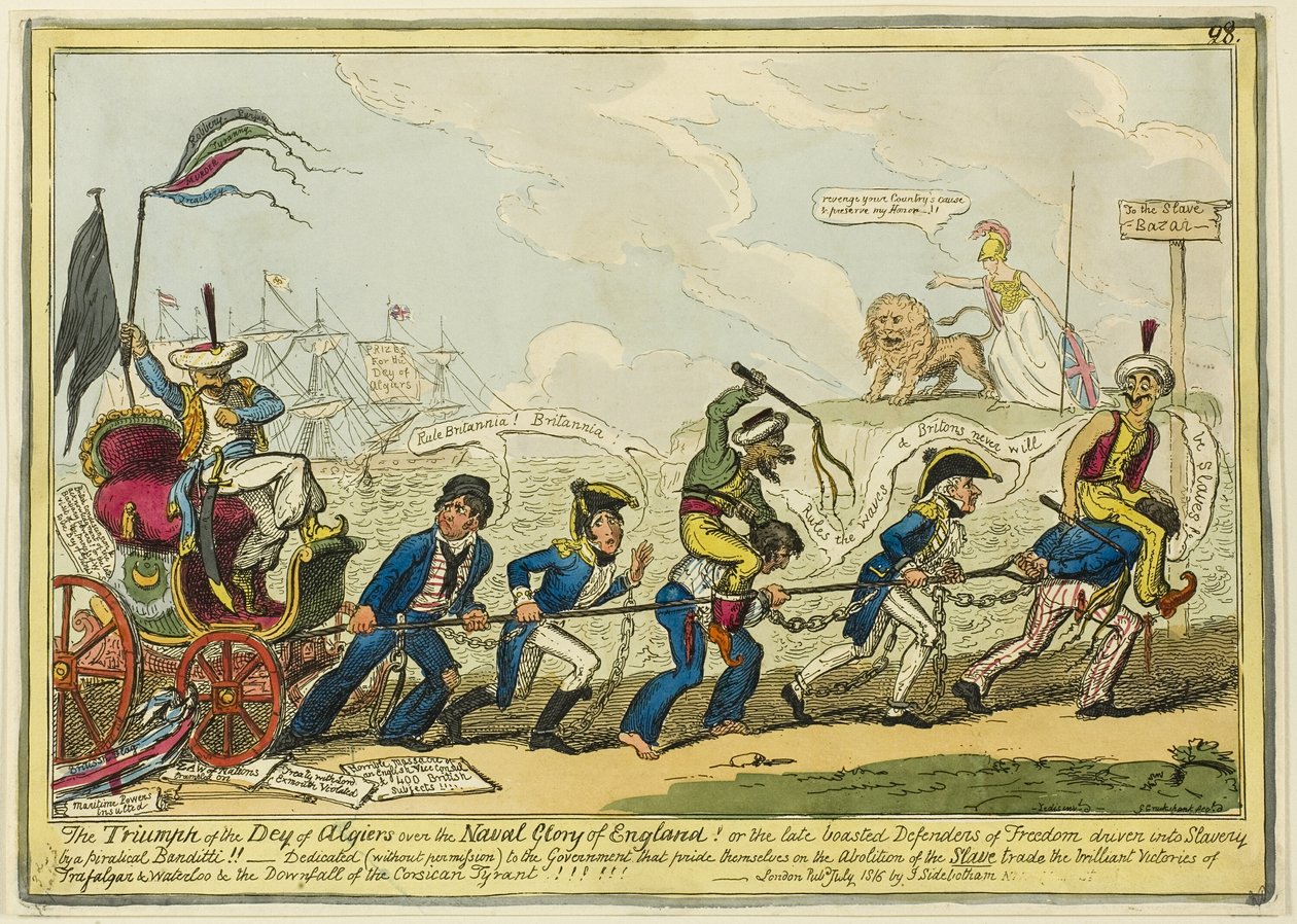 ¡¡El Triunfo del Dey de Argel sobre la Gloria Naval de Inglaterra!! de George Cruikshank