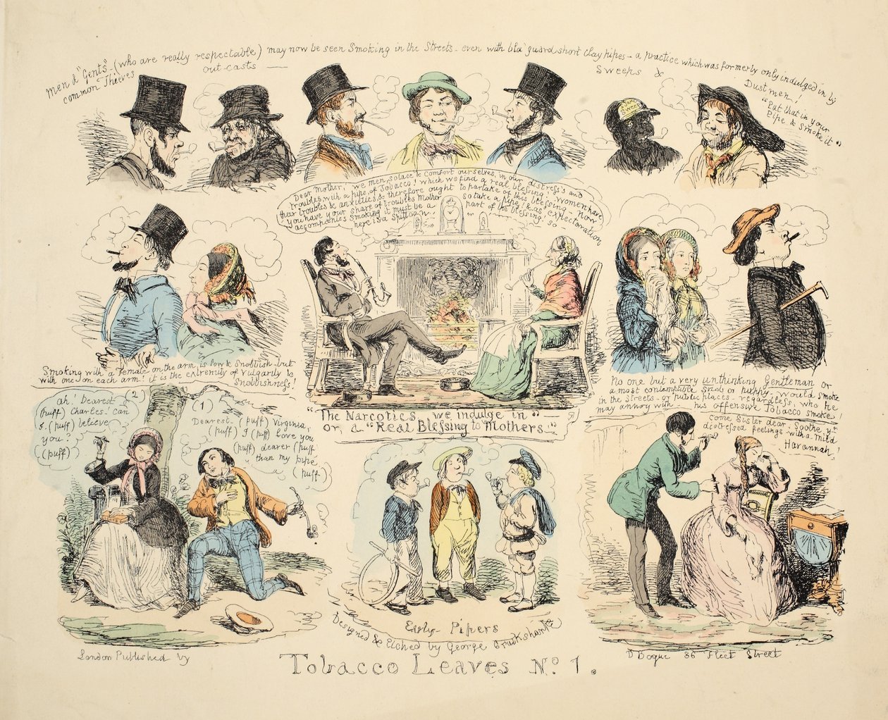 Hojas de Tabaco No. 1, pub. 1851 de George Cruikshank