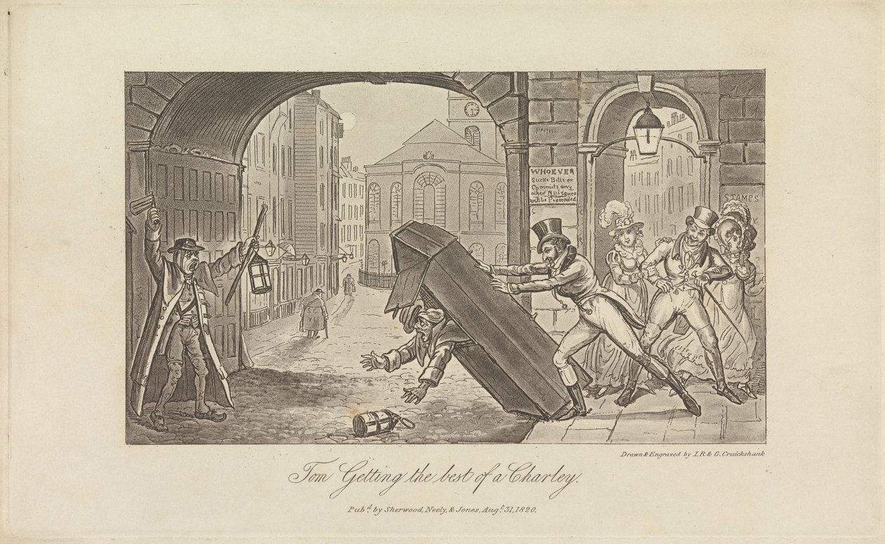 Tom Sacando lo mejor de un Charley de George Cruikshank