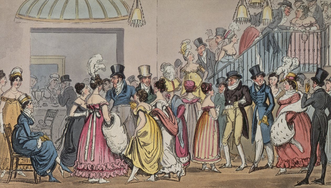 Tom y Jerry en el salón de Covent Garden, de La vida en Londres por Pierce Egan, 1821 de George Cruikshank