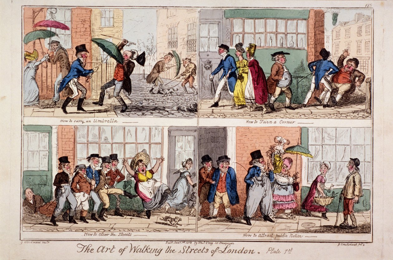 Caminando por las calles de Londres, 1818 de George Cruikshank