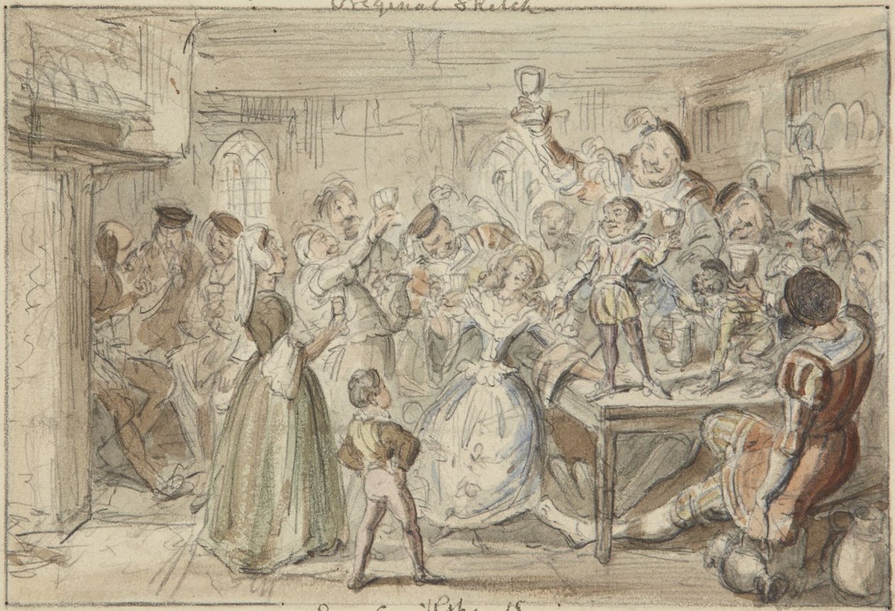 Vaya, ahí está Sir Narcissus Le Grand entreteniendo a sus amigos el día de su boda. de George Cruikshank