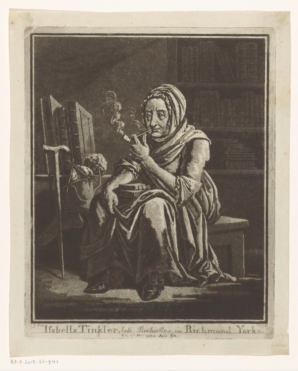 Retrato de la librera de Richmond Isabella Tinkler a los 92 años
Isabella Tinkler, última librera, en Richmond Yorks (título en el objeto) de George Cuitt (I)