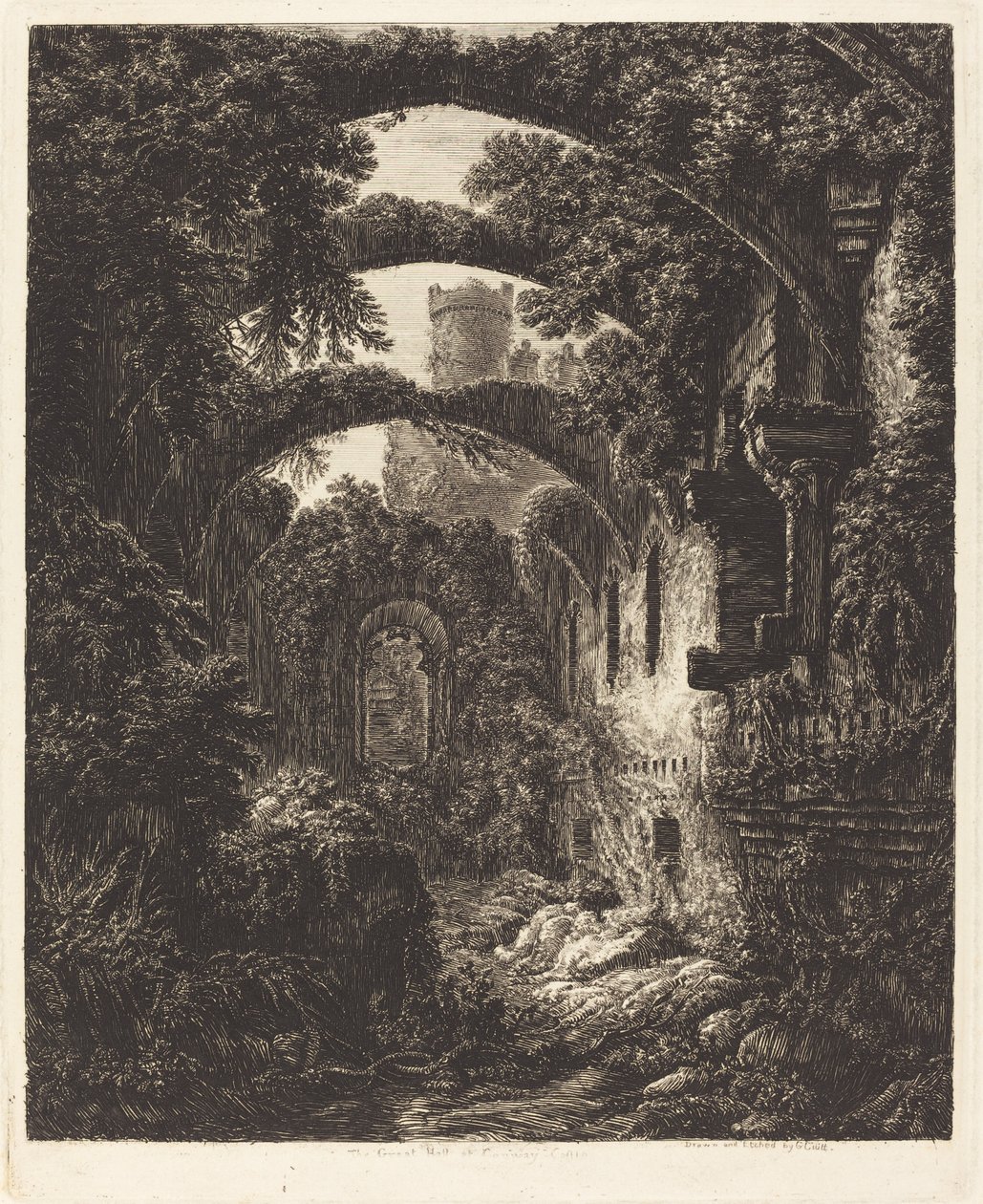 El gran salón en el castillo de Conway de George Cuitt the Younger