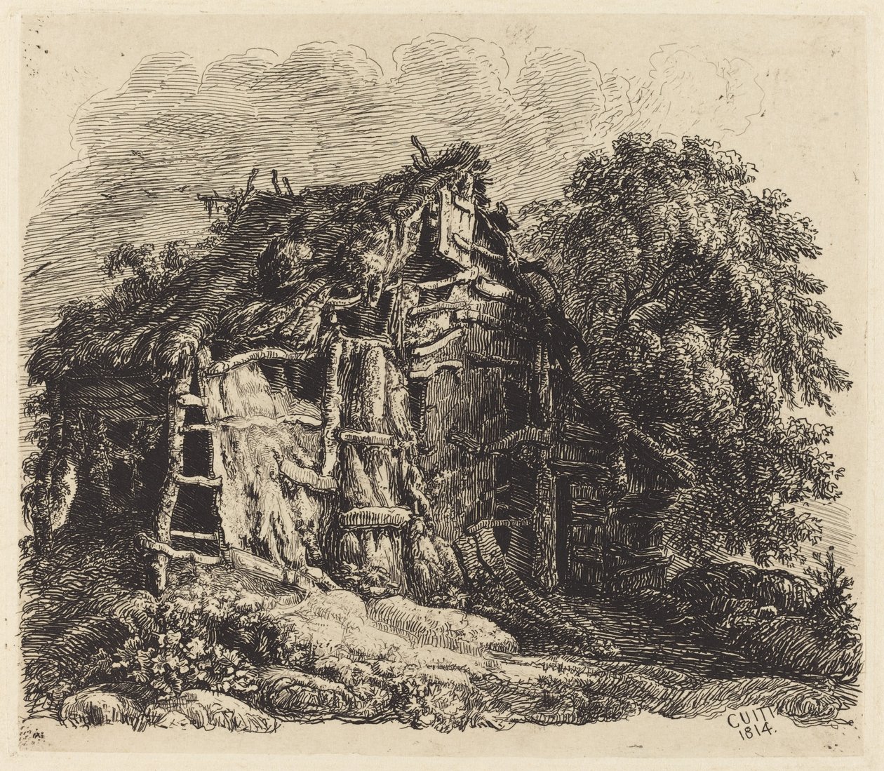 Choza Galesa en Machynllaeth de George Cuitt the Younger