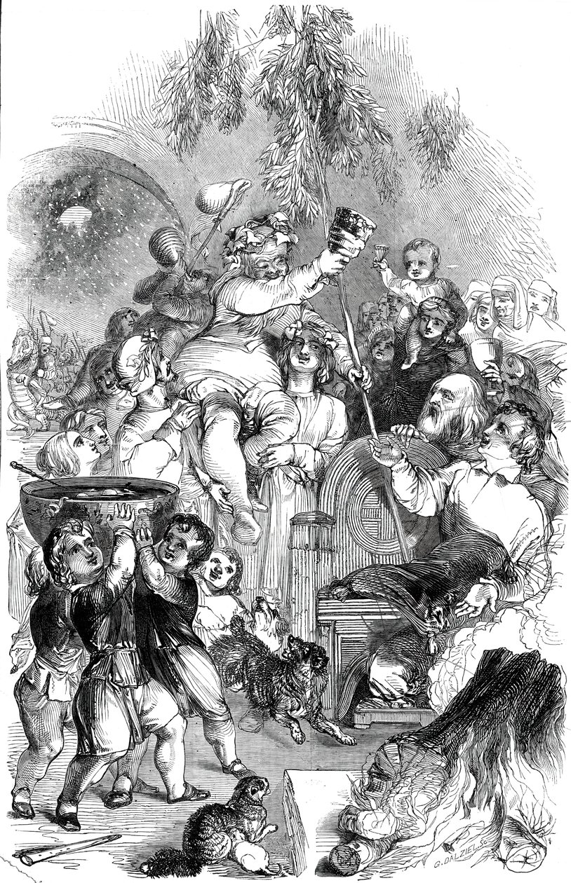 Trayendo la Navidad - dibujado por William Harvey, 1845 de George Dalziel