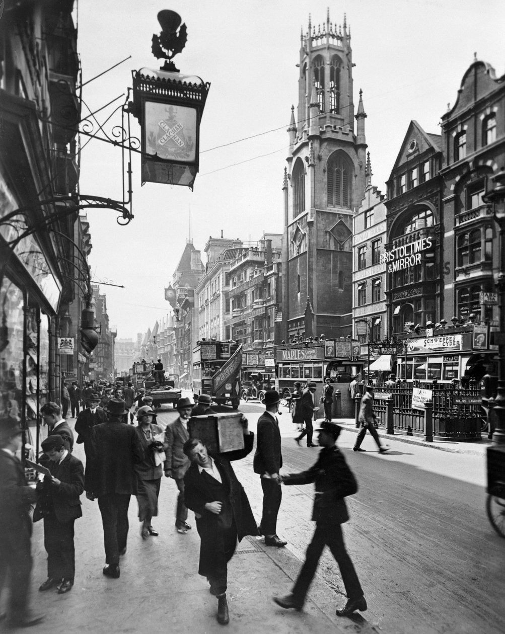 Fleet Street mirando al oeste, Ciudad de Londres, 1920s de George Davison Reid