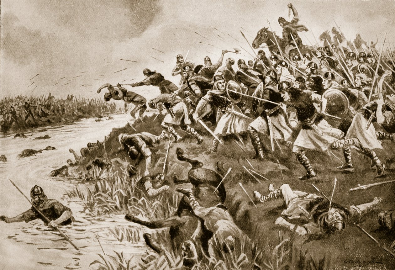 La batalla de Ellandun, 825 d.C., ilustración de 