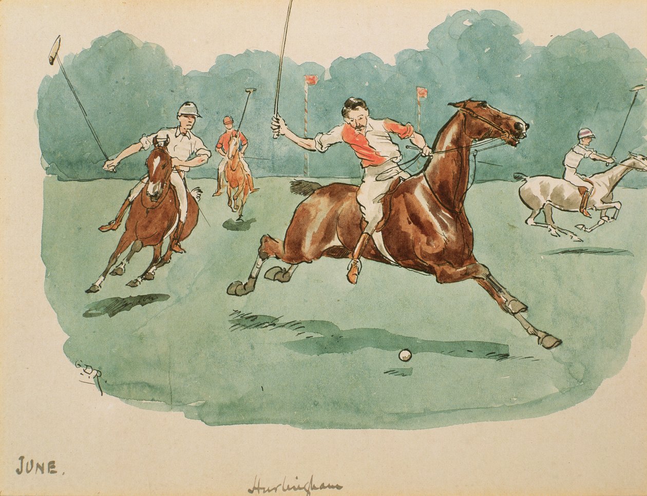 El Mes de Junio: Polo de George Derville Rowlandson