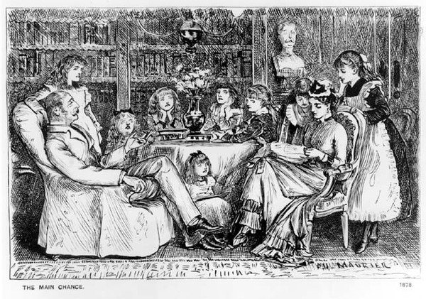 La oportunidad principal, ilustración de Punch, 1878 de George du Maurier
