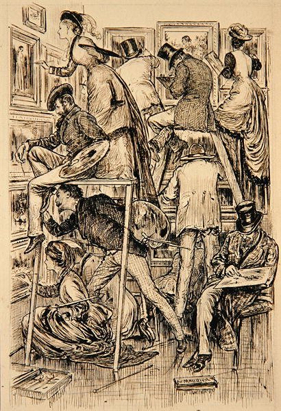 Día del Barnizado en la Royal Academy de George du Maurier