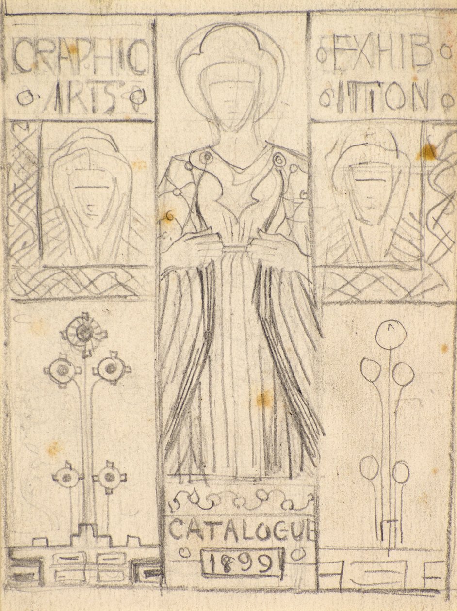 Diseño para la portada del catálogo de la Asociación de Artes Gráficas de Dundee [Lápiz]. de George Dutch Davidson