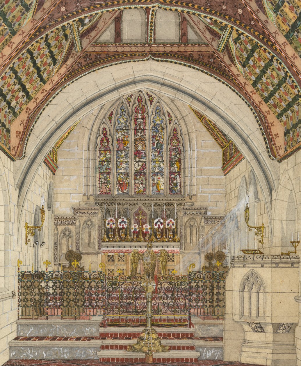 Diseño para la decoración policromática de una iglesia de George Edmund Street