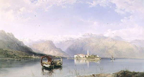 Isola Pescatori desde Isola Bella en el Lago Maggiore de George Edwards Hering