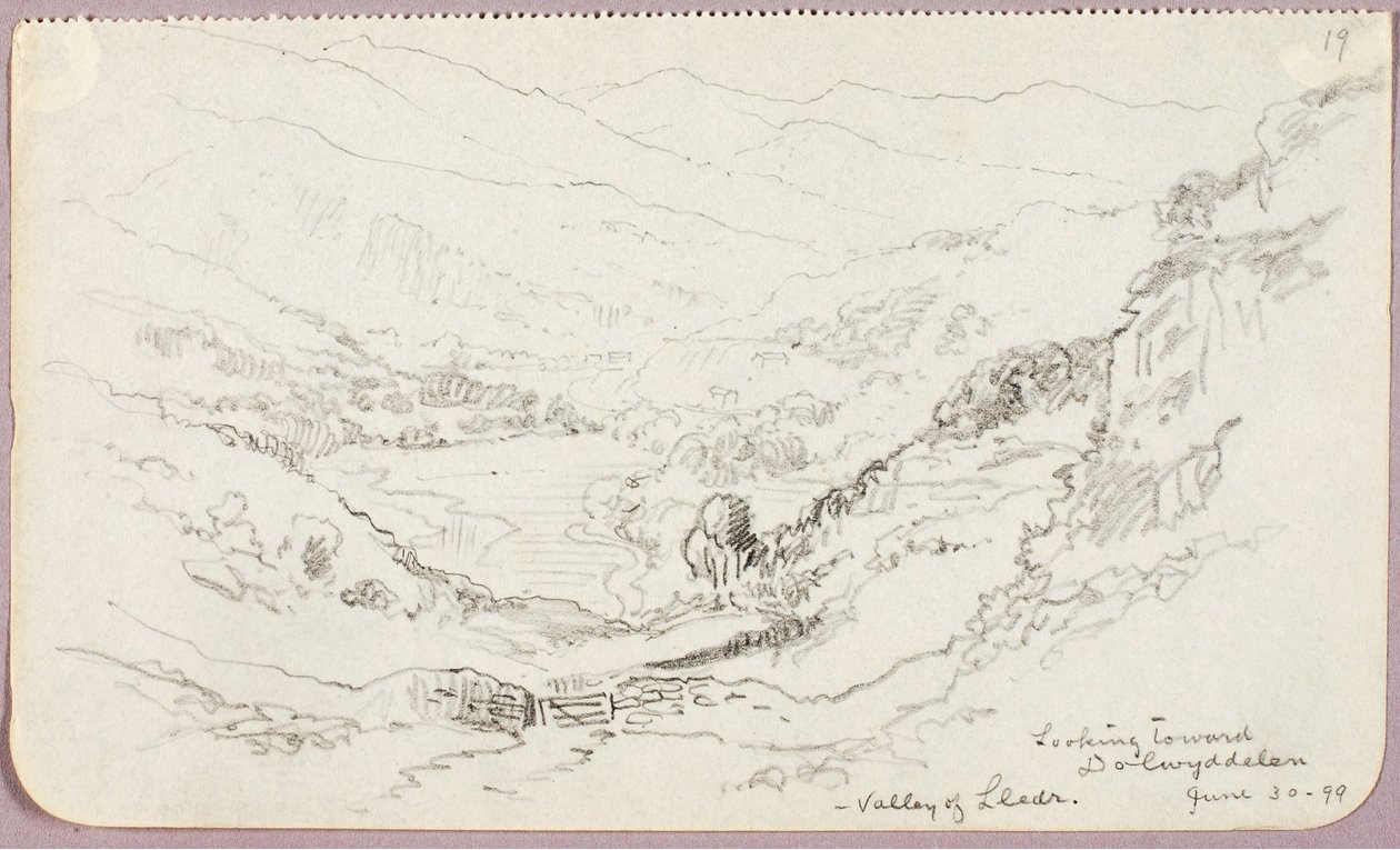 Mirando hacia Dolwyddelan, Valle de Lledr de George Elbert Burr