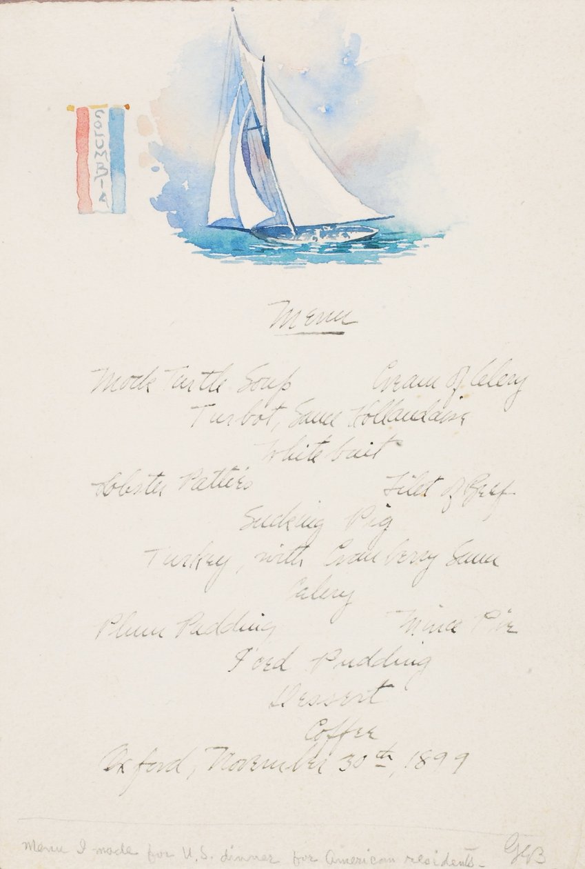 Menú para la cena de EE.UU., Oxford de George Elbert Burr