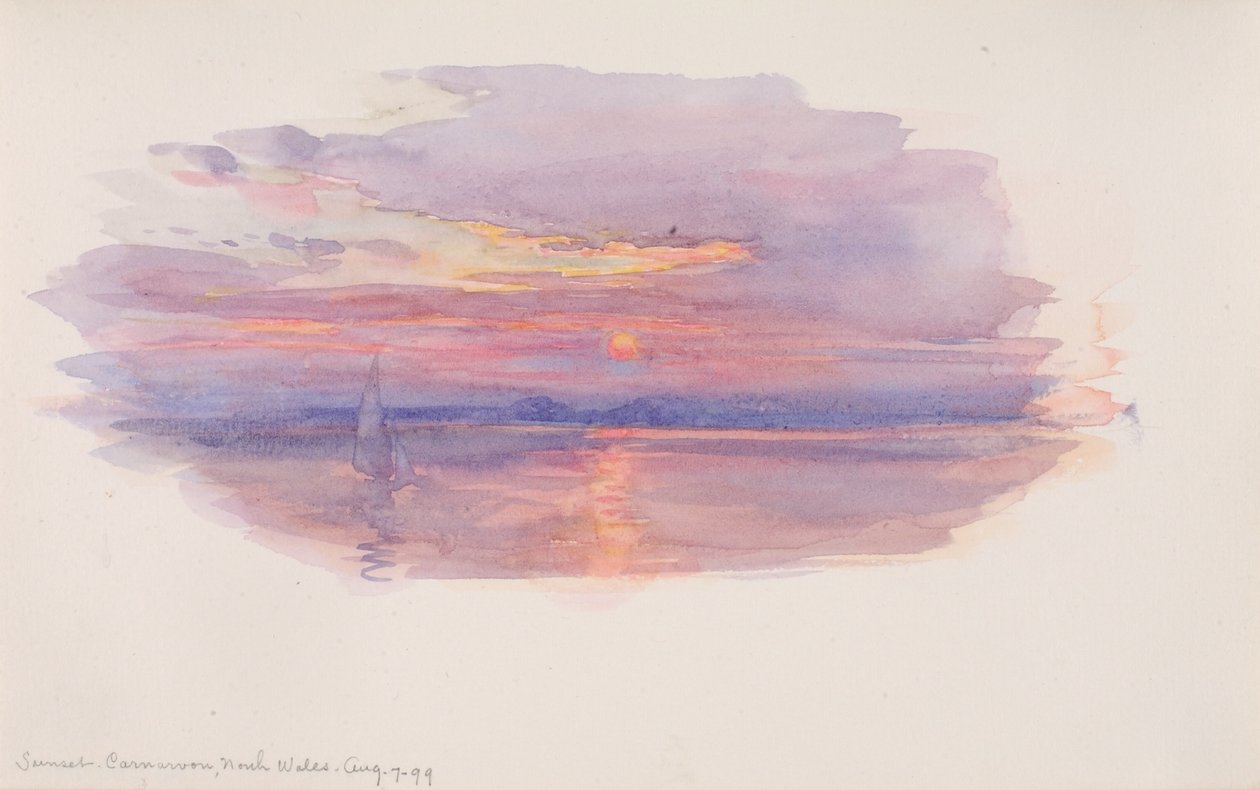 Puesta de sol, Caernarvon, Gales del Norte de George Elbert Burr