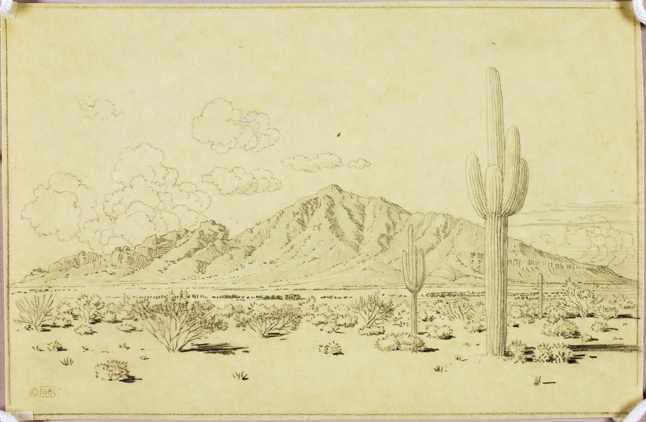 Sin título (dibujo de transferencia para Camelback Mountain, Phoenix) de George Elbert Burr