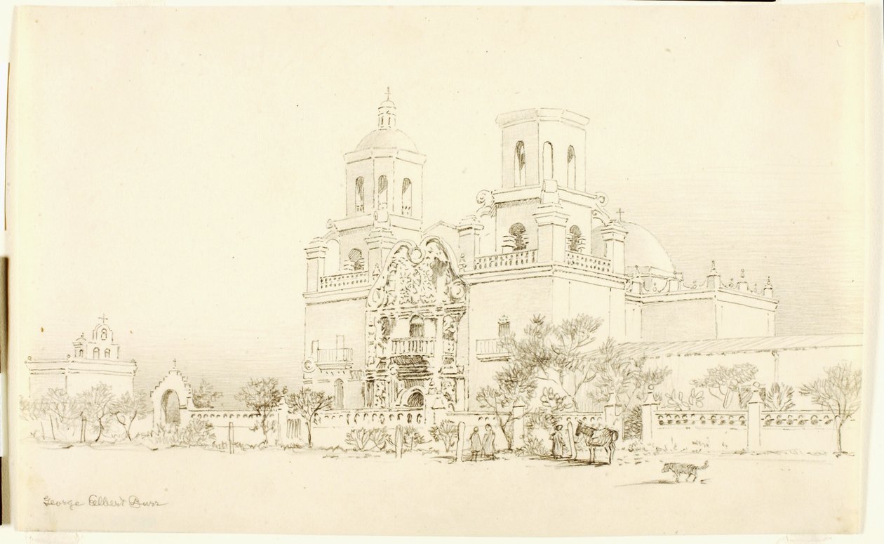 Sin título (dibujo de transferencia para la Misión de San Xavier, Tucson, Arizona) de George Elbert Burr