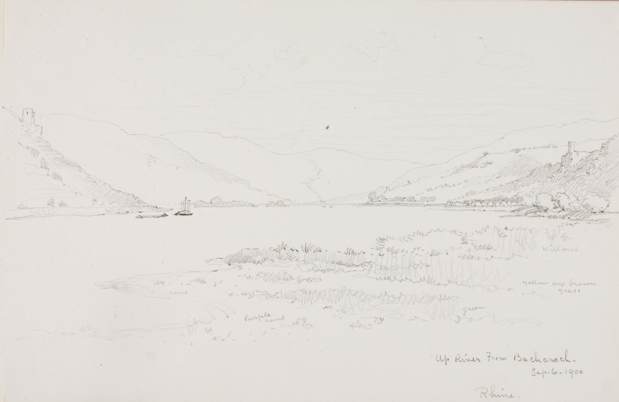 Río arriba desde Bacharach, Rin de George Elbert Burr