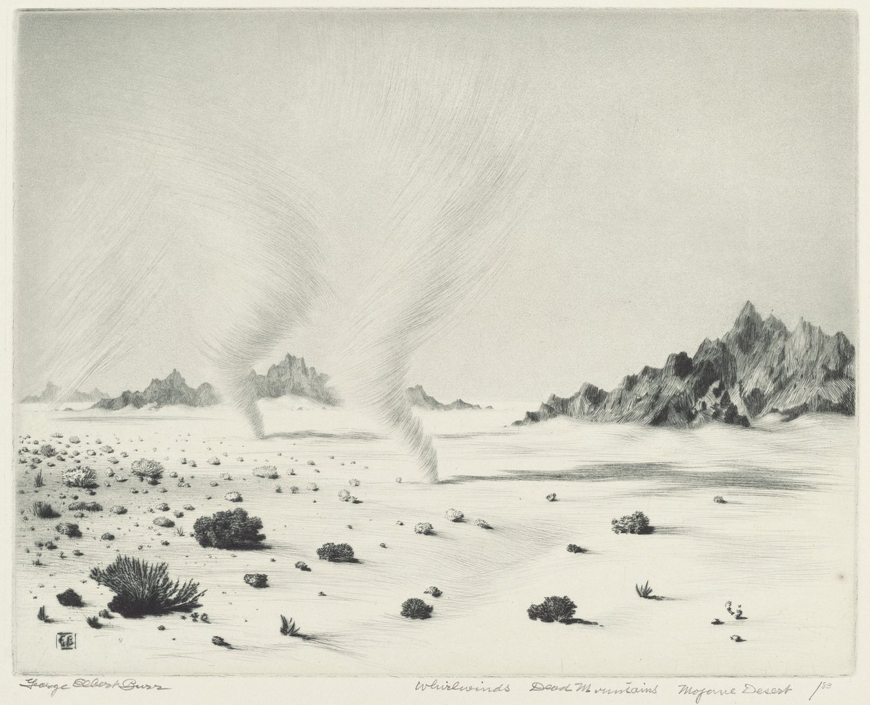 Torbellinos, montañas muertas, desierto de Mojave, California de George Elbert Burr