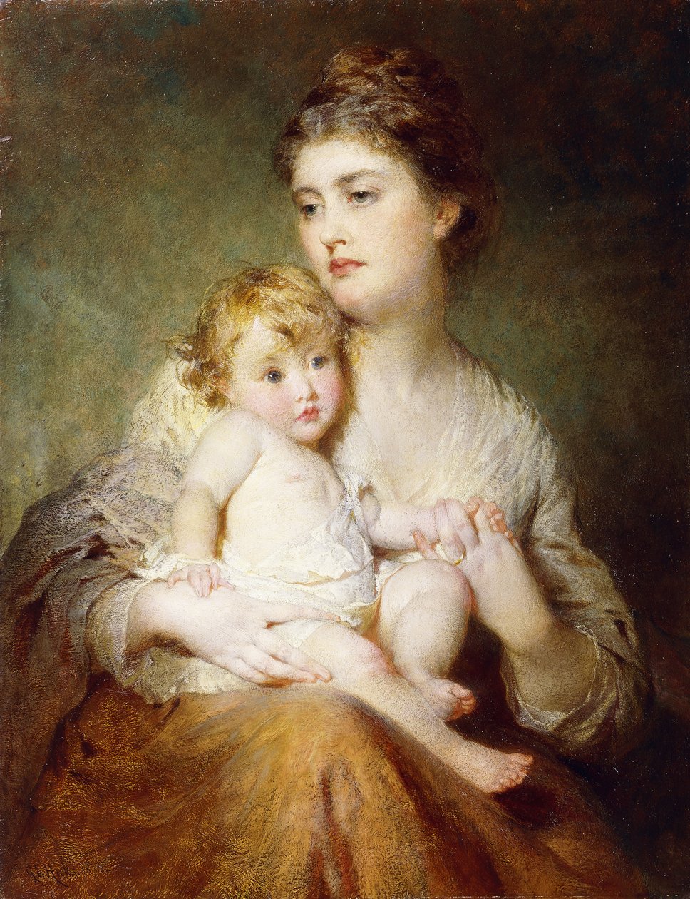 Retrato de la Duquesa de St. Albans, con su Hijo, 1875 de George Elgar Hicks