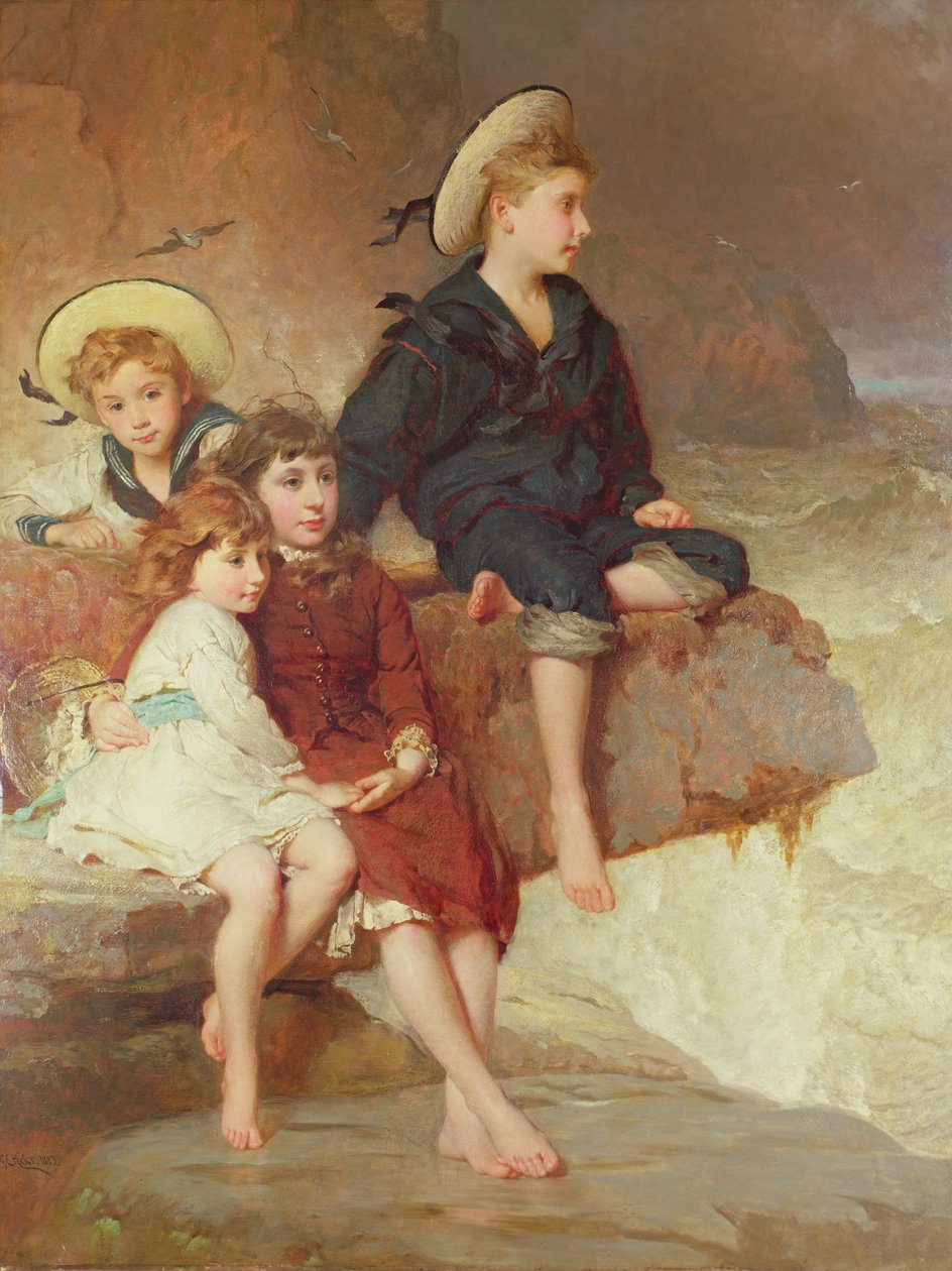 Los hijos de Sir Hussey Vivian en la playa de George Elgar Hicks