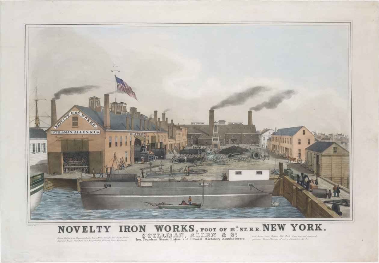 Fábrica de hierro de Novelty, al pie de la calle 12 E.R. Nueva York. Stillman, Allen & Co., fundidores de hierro, 1841-44 de George Endicott