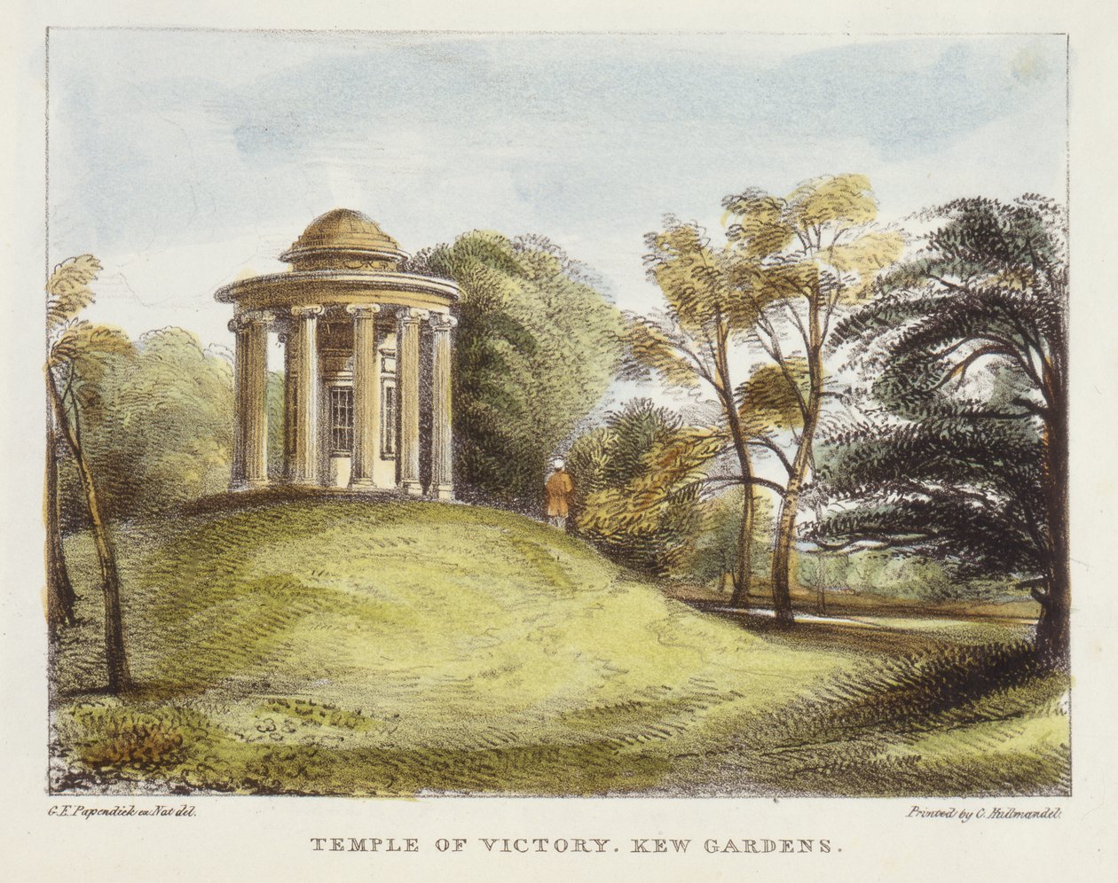 Templo del Sol, Arboreto, Jardines de Kew, lámina 20 de Jardines de Kew: Una Serie de Veinticuatro Dibujos en Piedra, grabado por Charles Hullmandel (1789-1850) publicado 1820 de George Ernest after Papendiek