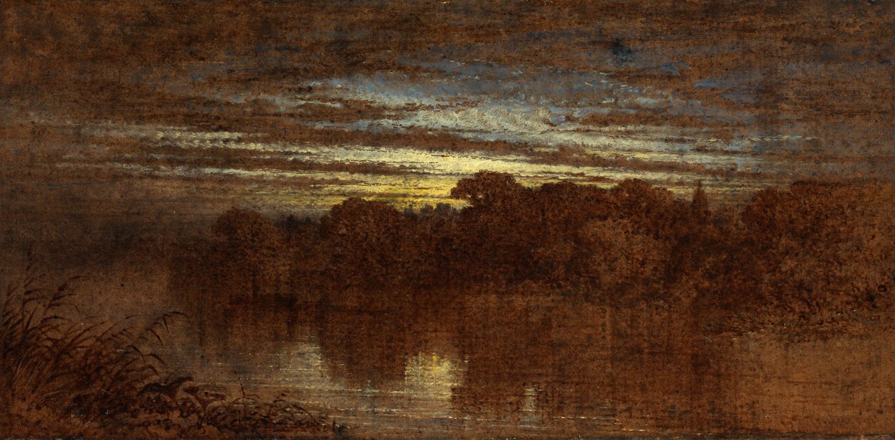 Crepúsculo en el Avon, ruinas del castillo de Kenilworth en la distancia de George F. Teniswood