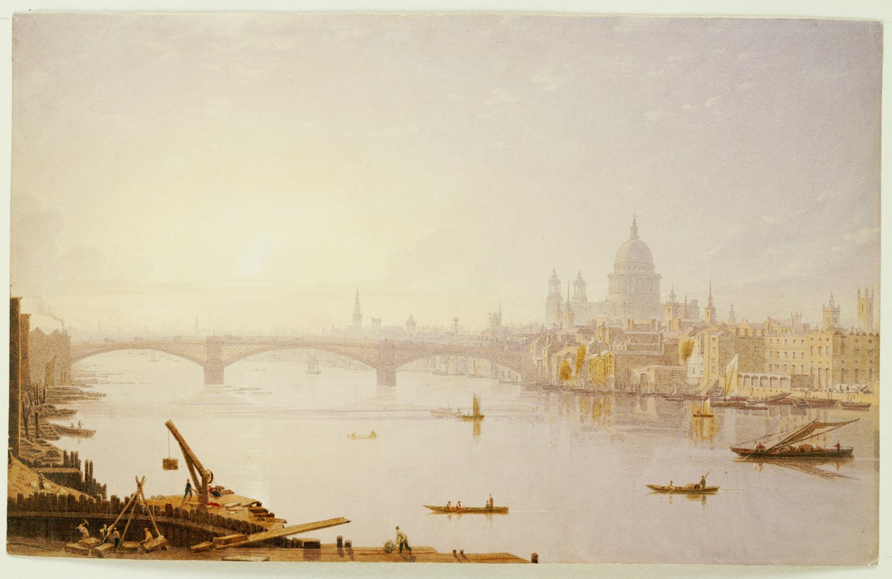 Puente de Southwark y Catedral de San Pablo desde el Puente de Londres de George Fennel Robson